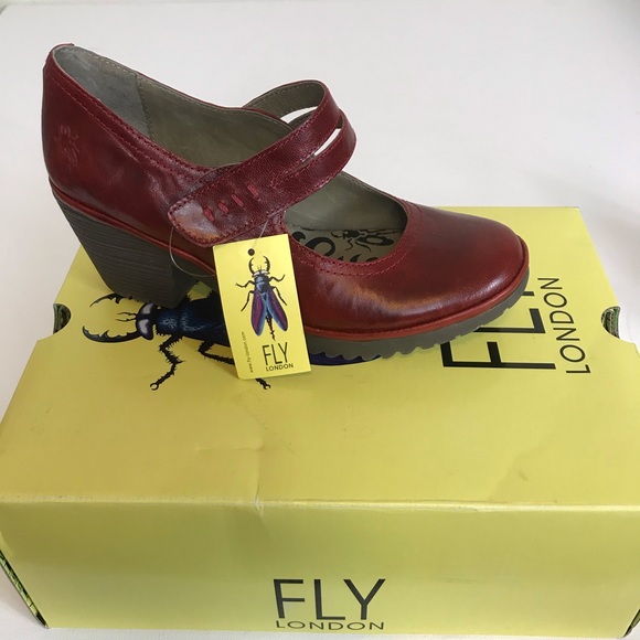 FLY London Woka Leather Mary Jane Heels Shoes - Picture 5 of 7